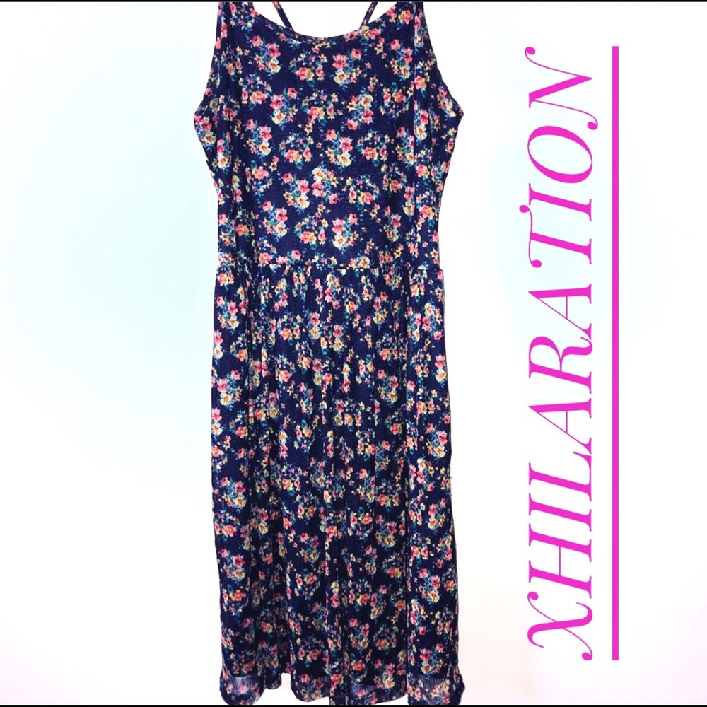 XHILARATION Floral Blue Dress